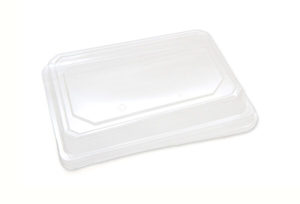 Raised PET Sushi tray lid 188 x 130 x 30mm - Punchbowl Packaging