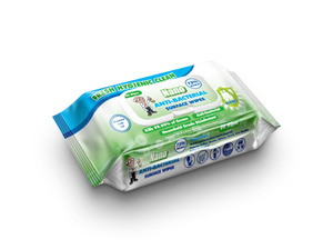 Products: Anti-bacterial Surface Wipes Pouch 80 wipes (pack of 4) - Punchbowl Packaging