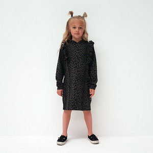 Products: Ruffle Hoodie Dress – Grey Leopard