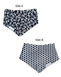Bibs: Reversible Bib - Black Pirates/Dots