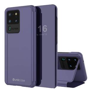 Punkcase Galaxy S20 Ultra Reflector Case Protective Flip Cover [Purple]