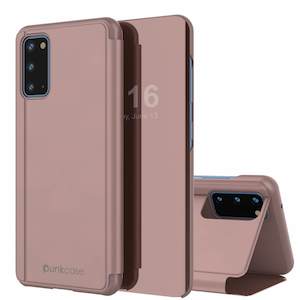 Punkcase Galaxy S20 Reflector Case Protective Flip Cover [Rose]