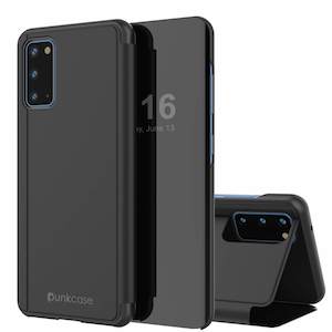 Punkcase Galaxy S20 Reflector Case Protective Flip Cover [Black]