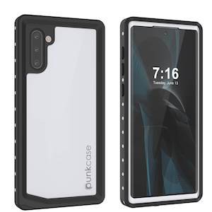 Galaxy Note 10 Waterproof Case, Punkcase Studstar White Thin Armor Cover