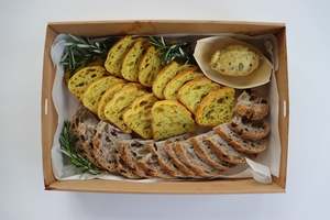 Punnet Catering: Volare bread selection with confit garlic and herb butter