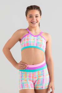 Sylvia P: Sylvia P Bardot Checker Crop Top