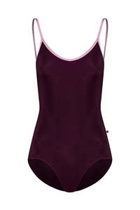 Women: Yumiko RTW Fiona Leotard with Deep Mock Wrap Back in Mesh  Opera/Confetti