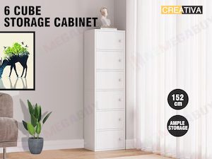 CREATIVA  Cabinet Storage Tall Slim Furniture Cupboard 152cm