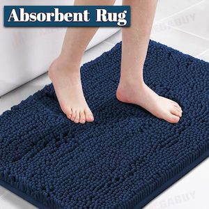 Bathroom: Bathroom rug water absorbent* Navy Blue