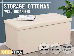 Bedroom Furniture: Portable Ottoman Storage 76cm "Cream"