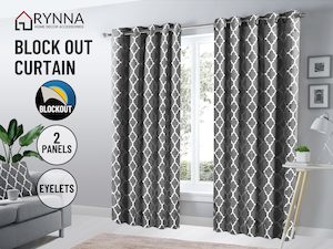 Curtains Blinds: Blockout Curtain Eyelet  2PC Moroccan Grey * 4 Sizes