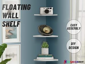 3Pcs Corner Shelf Floating Wall Mount Holder Storage Rack Display Decor *White