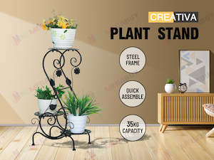 Outdoor Garden Conservatory: Plant Stand 3 Tier Black