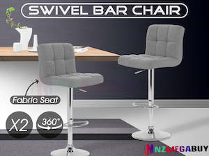 Bar Stools Chairs: Fabric Bar Stools NOEL Kitchen Chairs Swivel Bar Stool Gas Lift Grey *2pcs , 4 pcs