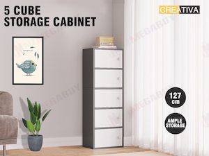 CREATIVA  Cabinet Storage Tall Slim Furniture Cupboard 127cm
