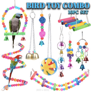 Bird toys parrot toys hanging swing ladder 10PC combo