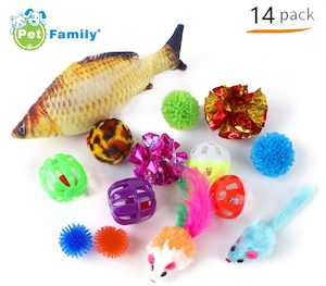 Cat 1: Pet Toys 14pc Cat Toy Channel Tease Cat Stick Supplies Value Combination