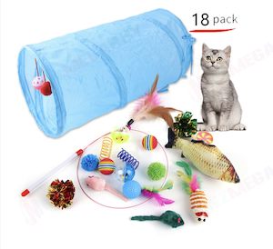 Cat 1: pet Toys 18pc Cat Toy Channel Tease Cat Stick Supplies Value Combination