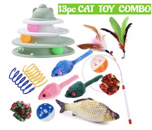 Cat 1: Pet Toys 13pc Cat Toy Channel Tease Cat Stick Supplies Value Combination
