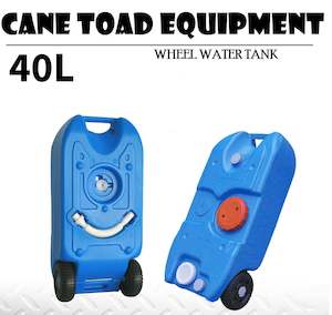 Camping Toilet Showers: 40L Portable Wheel Water Tank - Blue