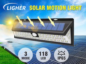 Electrical Lighting: 118 LED Solar Powered PIR Motion Sensor Light Garden Outdoor Security Lights