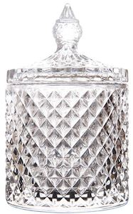 Vintage Cut Glass Candle Jar with Lid 550ml