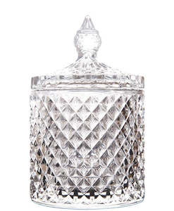 Vintage Cut Glass Candle Jar with Lid 300ml