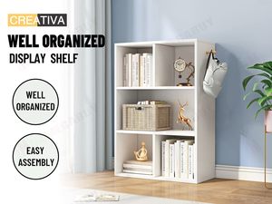 Furniture: 3-Tier White Bookcase – Display Shelf Storage Cabinet