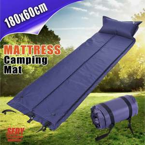 Self Inflating Mattress Camping Hiking Airbed Mat Sleeping with Pillow BLUE