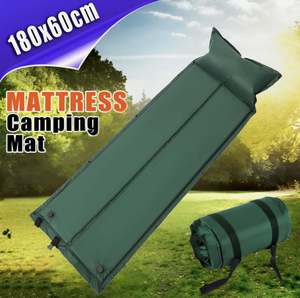 Self Inflating Mattress Camping Hiking Airbed Mat Sleeping with Pillow GREEN