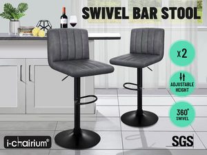 Bar Stool Kitchen Dining Chairs Bar stools PU PVC Leather Gas Lift (Marble Grey)&hellip;