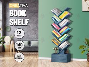 Bookcases And Display: Display Shelf Bookshelf  12 -Shelf Tree Book Storage Rack Bookcase * Lake Blue