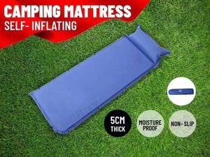 Self Inflating Single Sleeping Mattress Mats Pad Air Bed Camping Hiking Blue