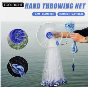 Sports: Durable Fishing Cast Net Bait Easy Throw Hand Cast Strong Tire Trap Mesh Line