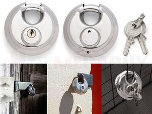 70mm Disc Padlock Heavy Duty Stainless Steel Security Lock with 2 Keys