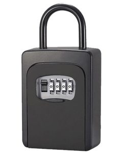 Security Lock Alarms: Portable Key Lock Box 4 Digit Combination Key Safe Padlock Black Blue