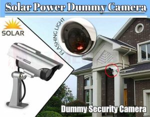 Solar Dummy Security Camera Fake CCTV Outdoor LED Silver Grey