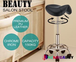 Adjustable Salon & Barber Stool – Black PU Swivel Seat