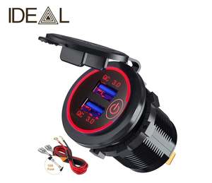 Dual USB-C PD & QC3.0 Car Charger with Voltmeter