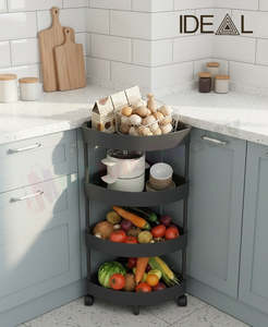Home Garden Nz: 4-Tier Rolling Corner Storage Rack – Black