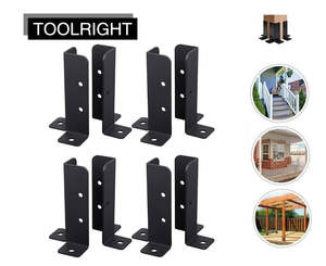 8-Pack Adjustable Steel Post Base Brackets