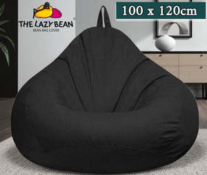 Corduroy Bean Bag Cover 100 × 120cm – Black