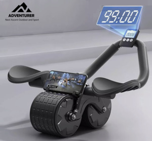 Sports Fitness: Automatic Rebound Ab Roller with Elbow Support & Timer