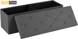 Button-Tufted Storage Ottoman Bench 76cm – Grey
