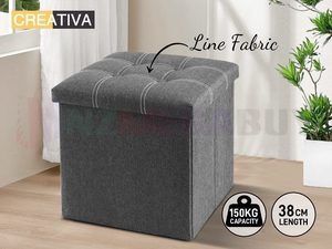 Foldable Storage Ottoman Cube 38cm – Grey