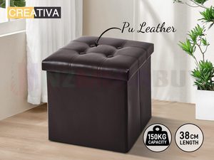 Foldable Storage Ottoman Cube 38cm – Coffee
