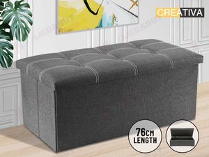 Bedroom Furniture: Portable Storage Ottoman Bench 76cm – Grey