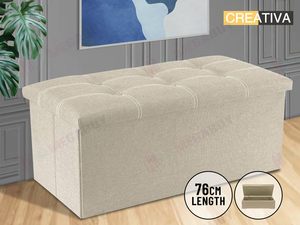 Foldable Storage Ottoman Bench 76cm – Beige