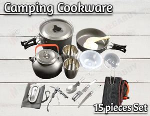 Kitchen: 15-Piece Anodised Aluminium Camping Cookware Set