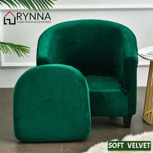 Diamond Grey Velvet Tub Chair Cover Set – 2 Piece